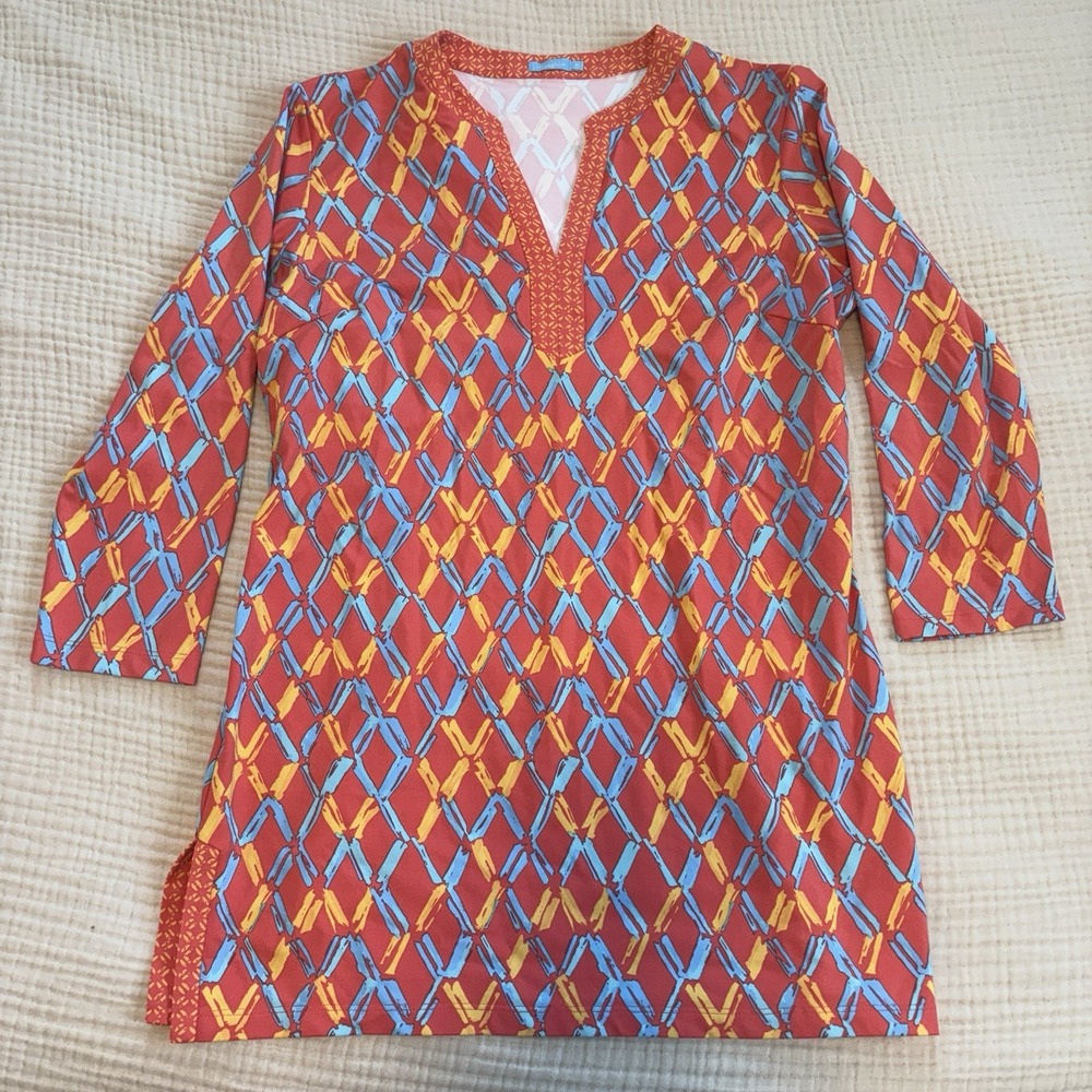 J.McLaughlin‎ Top Women's Sz Medium Catalina Cloth Artsy Beach Summer Geometric